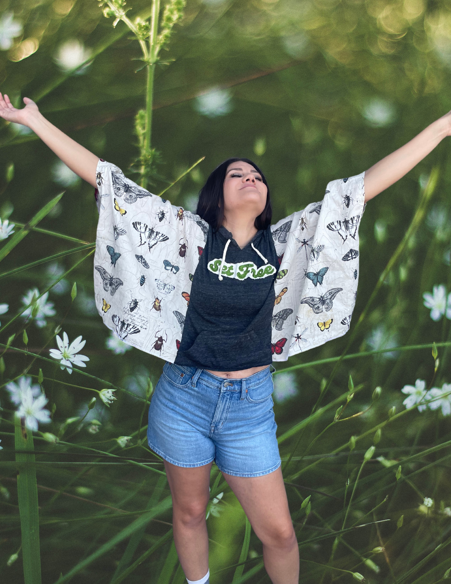 Imperfect Perfection 432 "Set Free" one of a kind Kimono butterfly tee