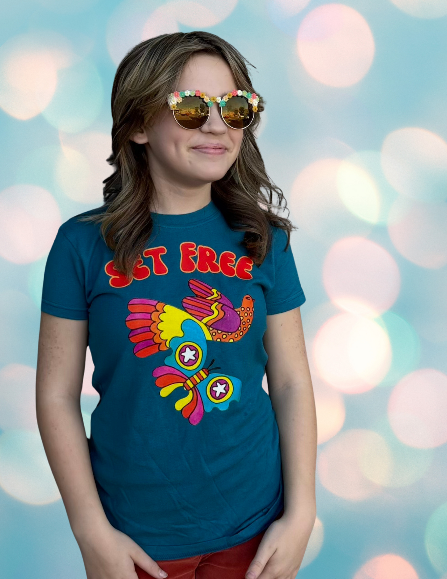 "Set Free" Short sleeved teal t-shirt