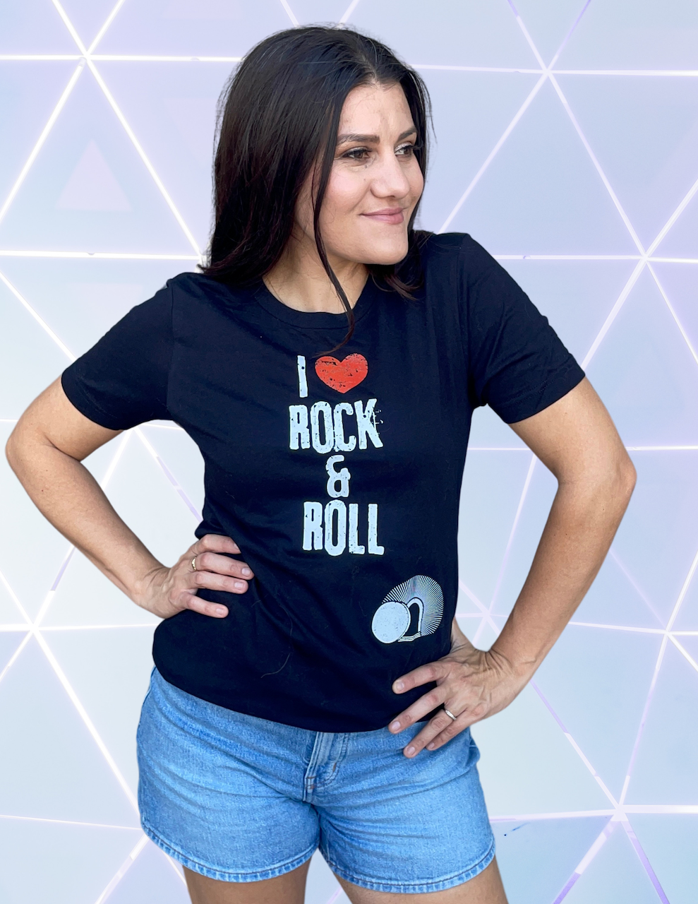 "I Heart Rock & Roll" Black short sleeved tee