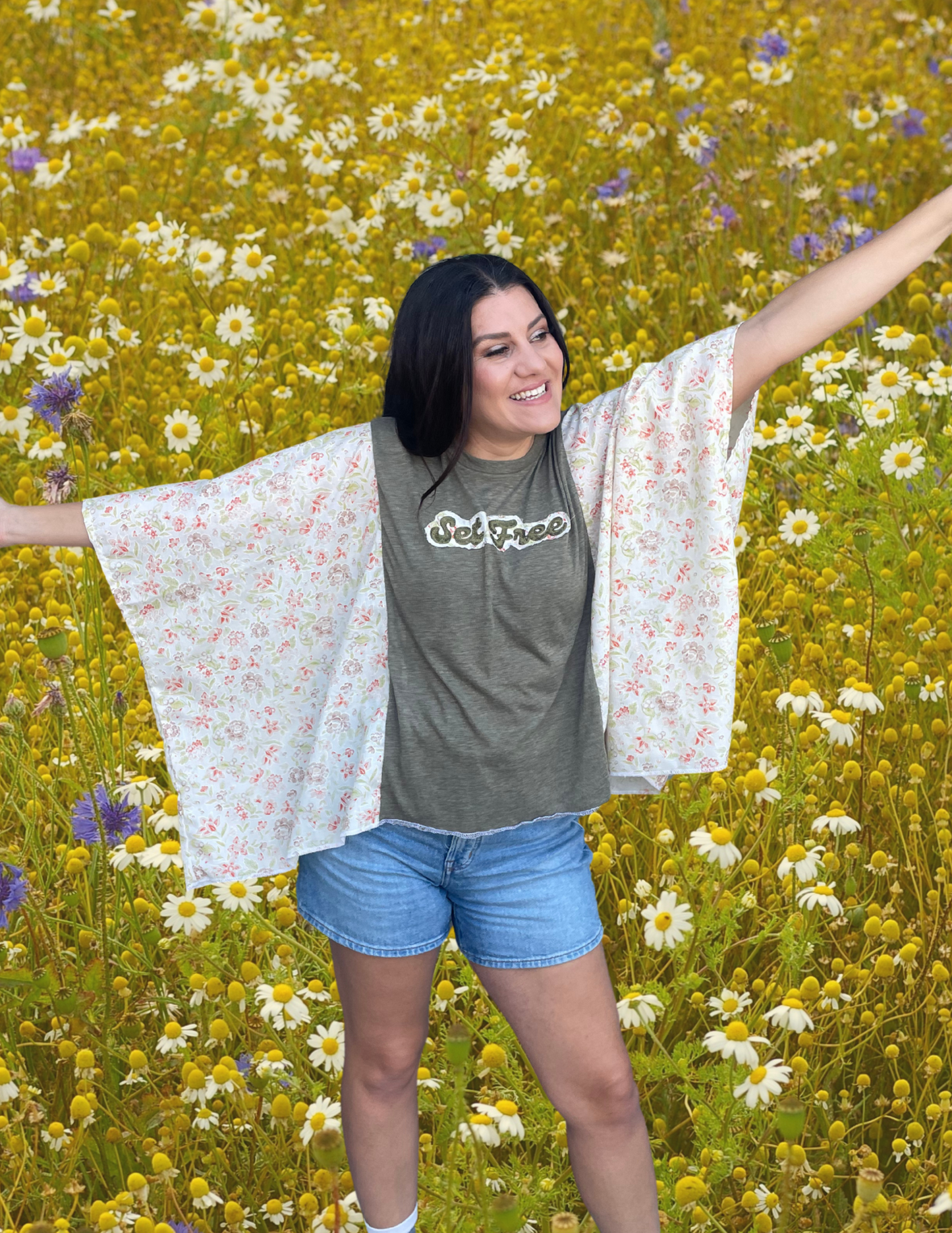Imperfect Perfection 432 "Set Free" one of a kind Kimono tee