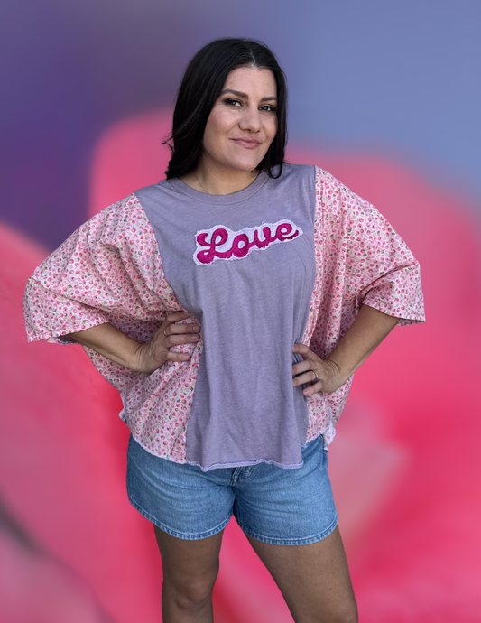 Imperfect Perfection 432 Love one of a kind Kimono cherry tee