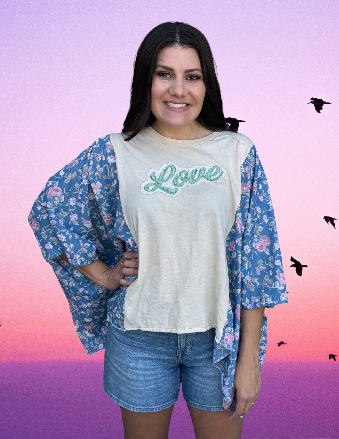 Imperfect Perfection 432  "LOVE" One of a kind Kimono Tee