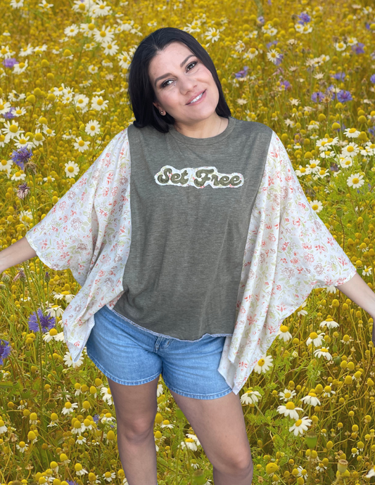Imperfect Perfection 432 "Set Free" one of a kind Kimono tee