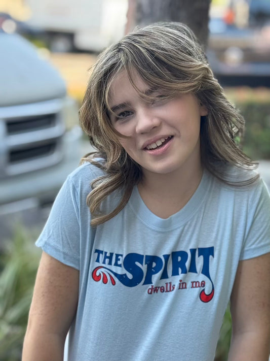 "The Spirit" Short sleeved baby blue tee